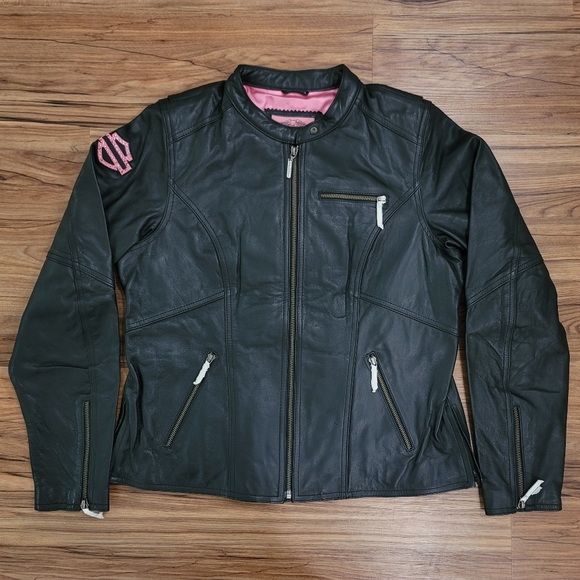 NWT Harley-Davidson Bling Pink Label Leather Jacket Size: Large - Picture 5 of 7